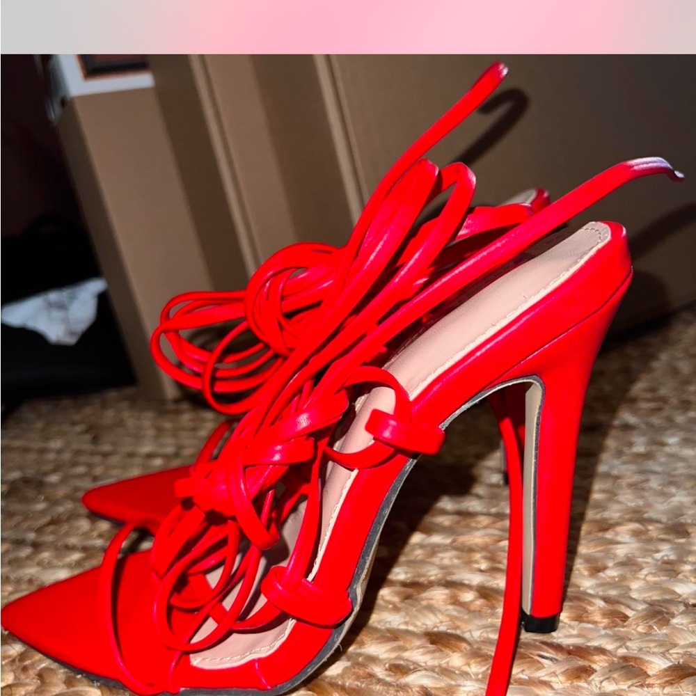 NWOT Strappy Red High Heels
